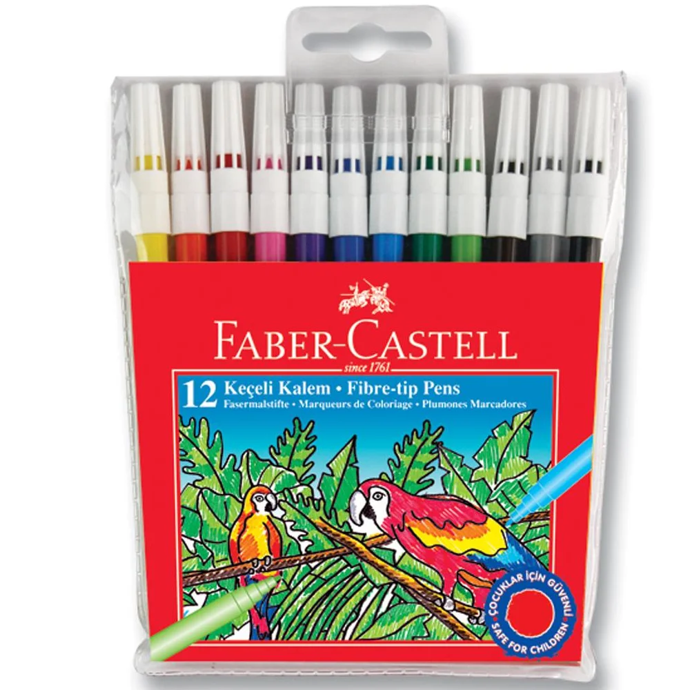 Faber-Castell Keçeli Boya Kalemi Yıkanabilir 12 Renk