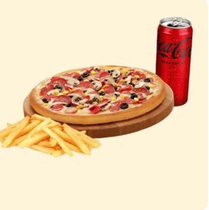 Karışık Pizza (Orta Boy) + Patates Kızartması + Coca Cola 330 Ml