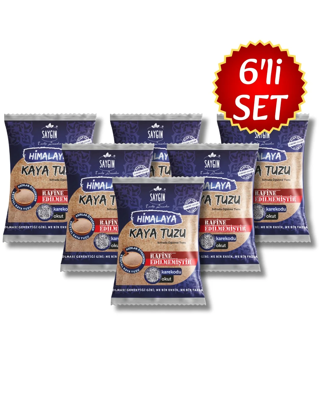 SAYGIN Himalaya Tuzu Öğütme 500 Gr - 6'li Ekonomik Paket