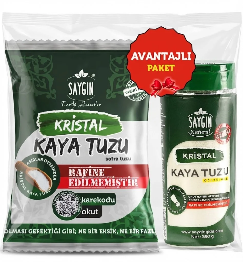 SAYGIN Kaya Tuzu Tuzluklu Ikili Set (500 + 250 Gr)