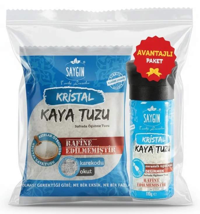 SAYGIN Kaya Tuzu Değirmenli Ikili Set (500 + 110 Gr)