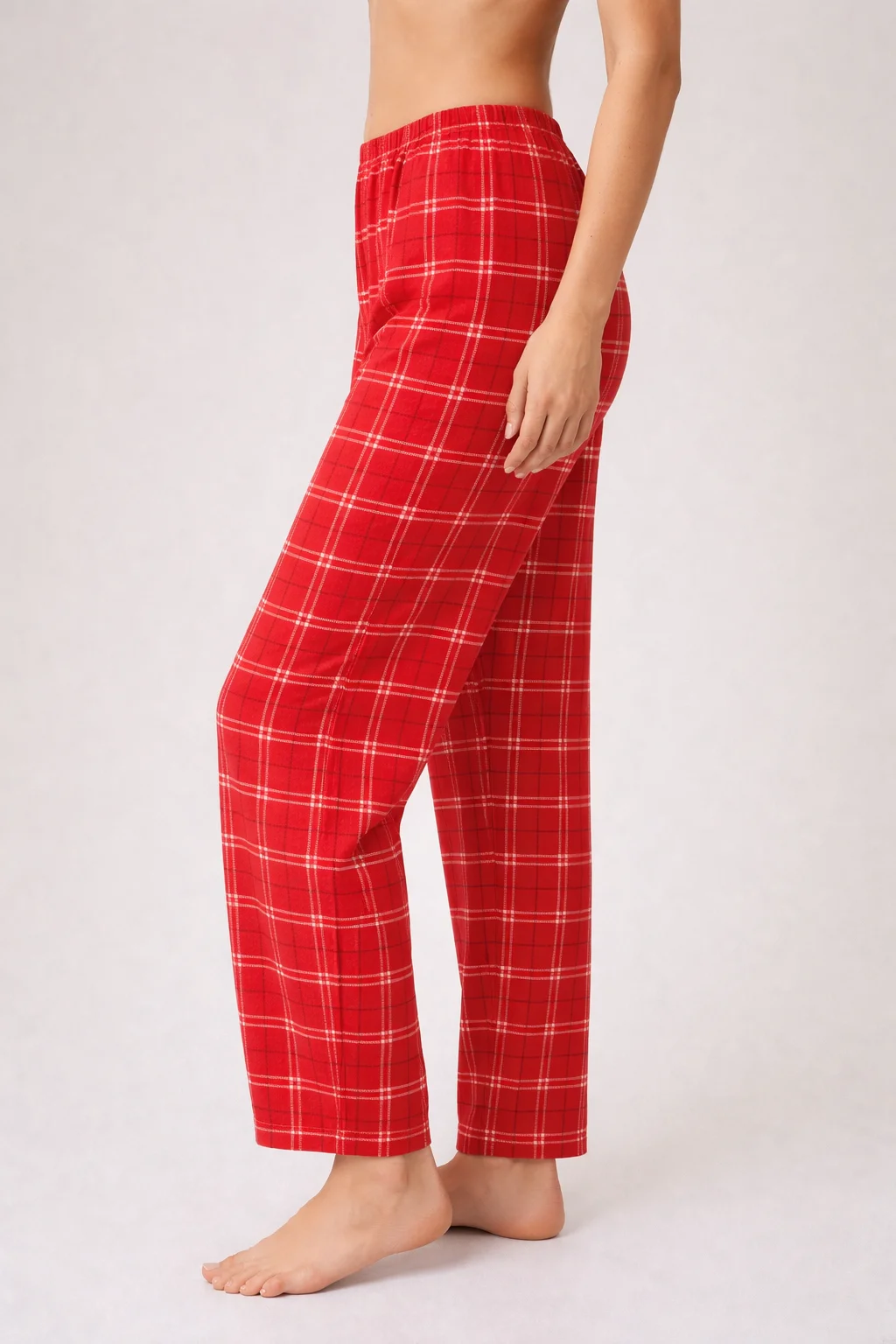 Kadın Pamuklu Ekose Desenli Pijama