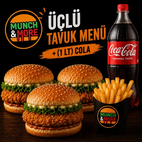 3 lü Tavuk Burger Menü