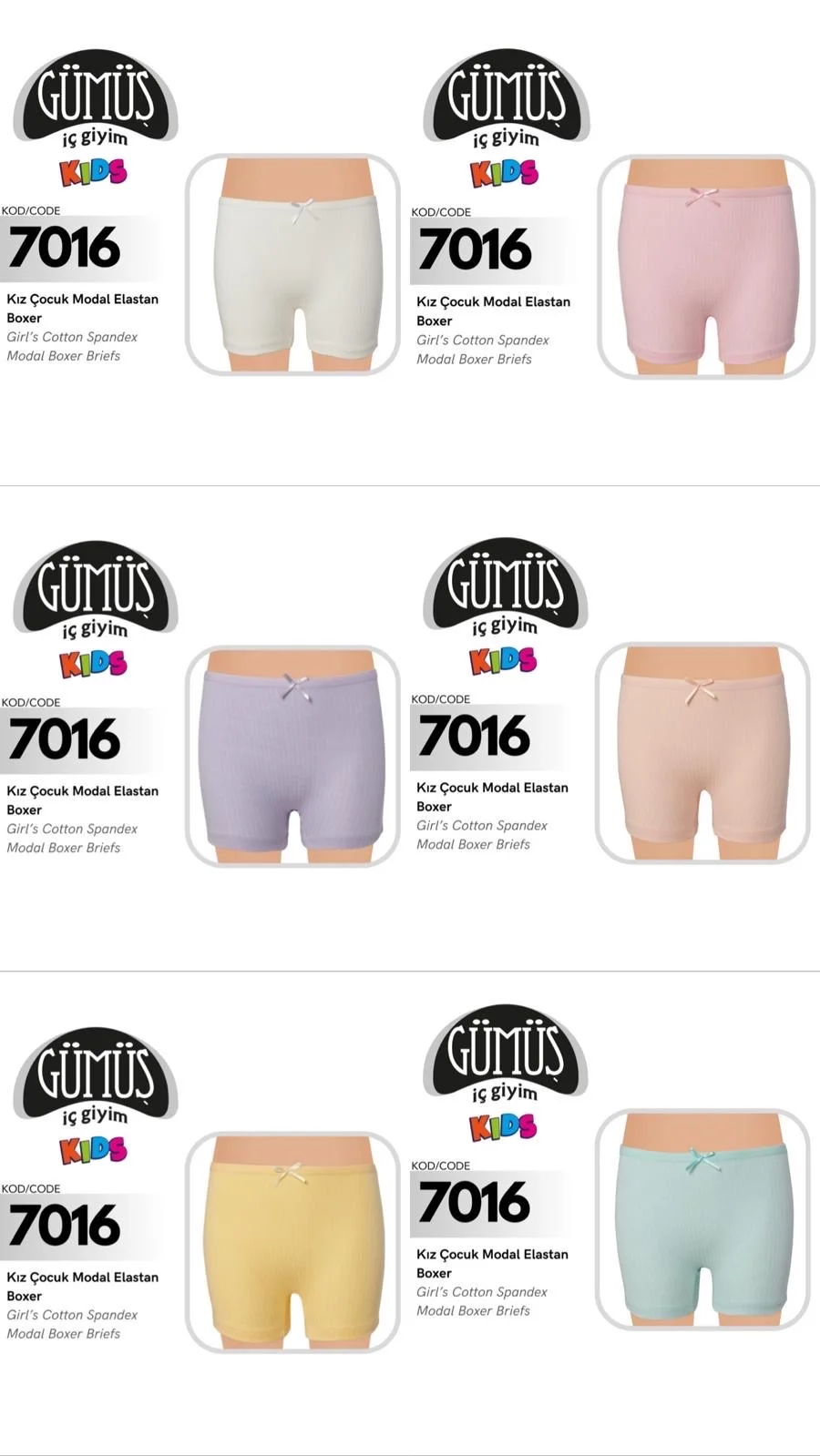 12 Lı Paket Kız Çocuk Modal Elastan Boxer