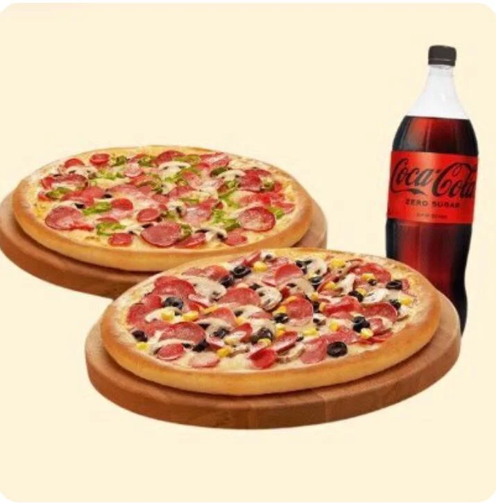İkili Menü ( İki Büyük Boy Special / Mix Pizza , 1 Lt Cola